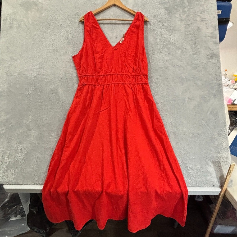 Faherty V-Neck Sleeveless Maxi Dress in Bright Red - Picture 2 of 13